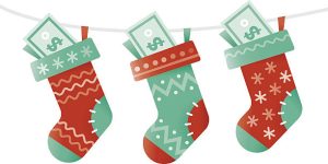 christmas stockings filled with money because you moonlighted as security
